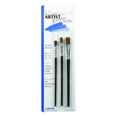 Linzer Linzer Assorted in. Flat Artist Paint Brush Set A353